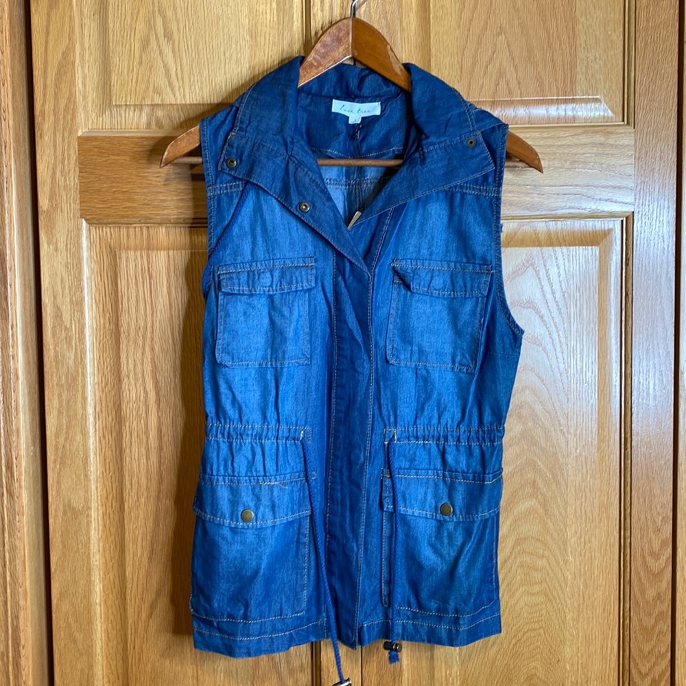 Love Tree Dark Blue Denim Utility Vest